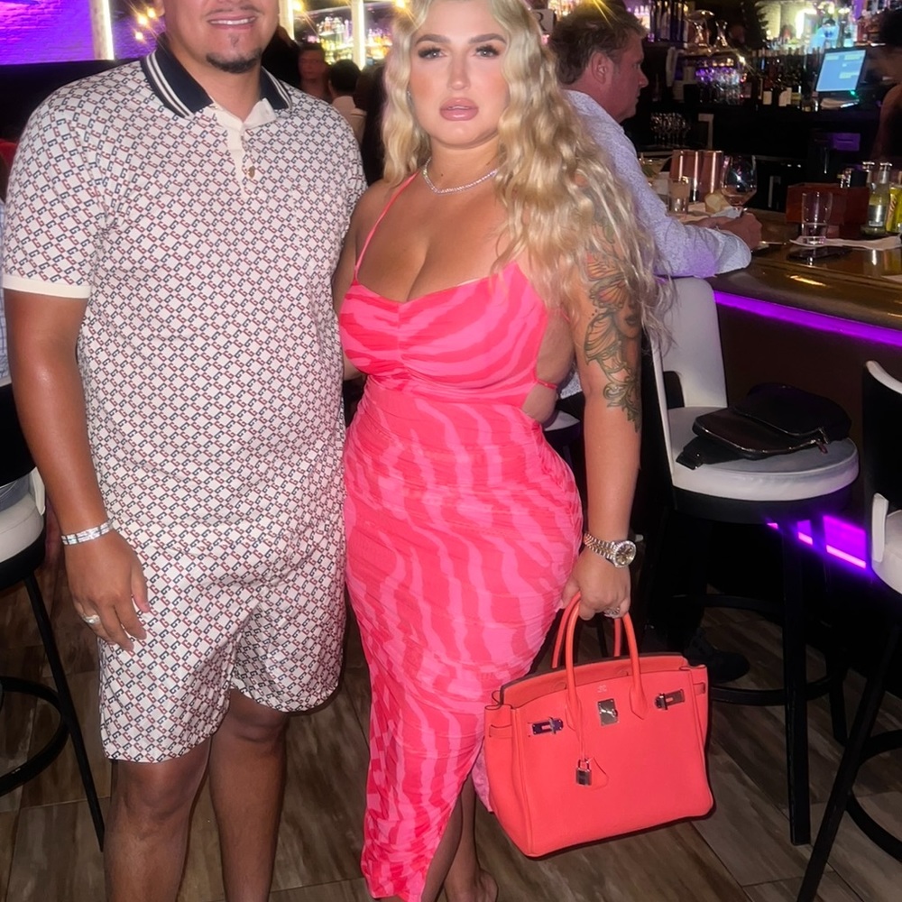 Pink cut out open back dress